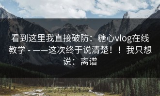 看到这里我直接破防：糖心vlog在线教学 - ——这次终于说清楚！！我只想说：离谱