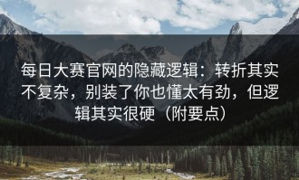 每日大赛官网的隐藏逻辑：转折其实不复杂，别装了你也懂太有劲，但逻辑其实很硬（附要点）