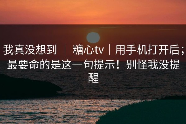我真没想到 ｜ 糖心tv｜用手机打开后；最要命的是这一句提示！别怪我没提醒