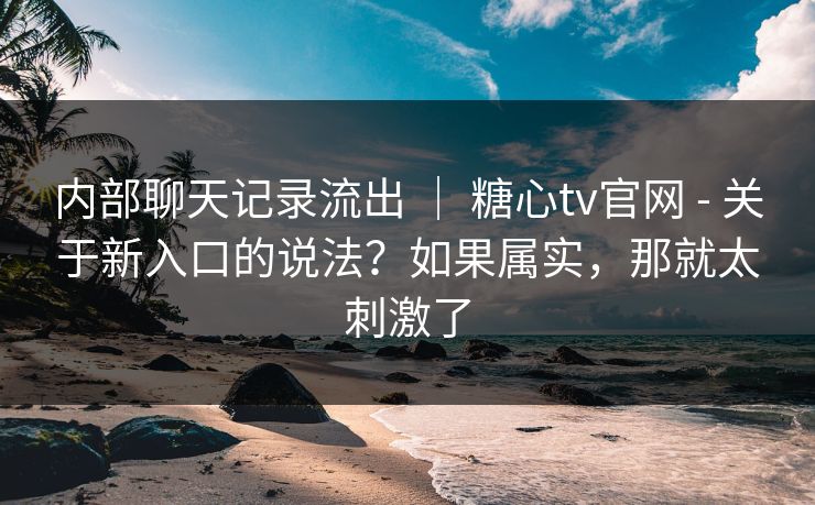 内部聊天记录流出 ｜ 糖心tv官网 - 关于新入口的说法？如果属实，那就太刺激了