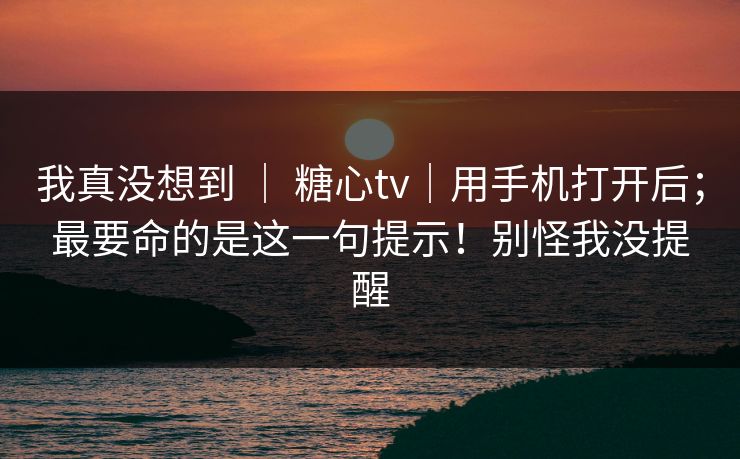 我真没想到 ｜ 糖心tv｜用手机打开后；最要命的是这一句提示！别怪我没提醒